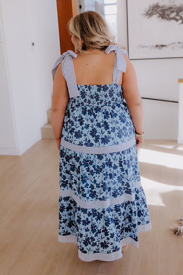 Stroll Through The Park Floral Maxi Dress in Sky Blue Curves Image - 5