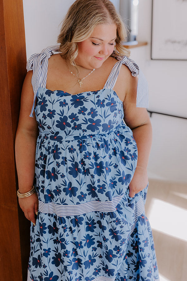 Stroll Through The Park Floral Maxi Dress in Sky Blue Curves Image - 2