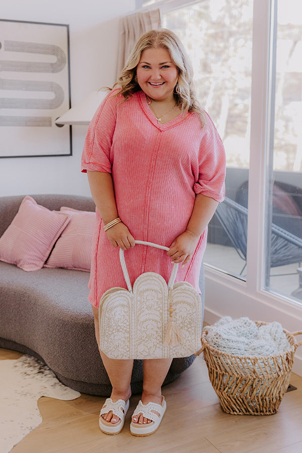 Girls Brunch Ribbed T-shirt Mini Dress in Blooming Dahlia Image - 2