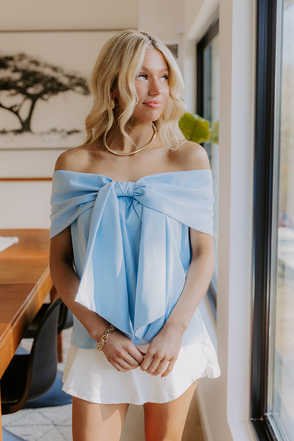 Sweet Statement Off Shoulder Top in Sky Blue Image - 2