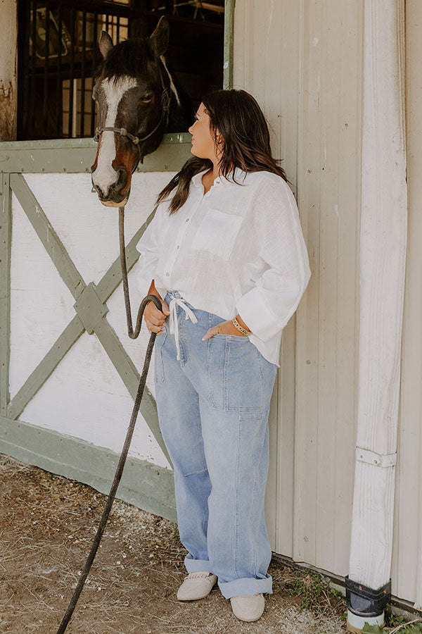 Seaside Breeze Linen-Blend Button Up Curves Image - 3