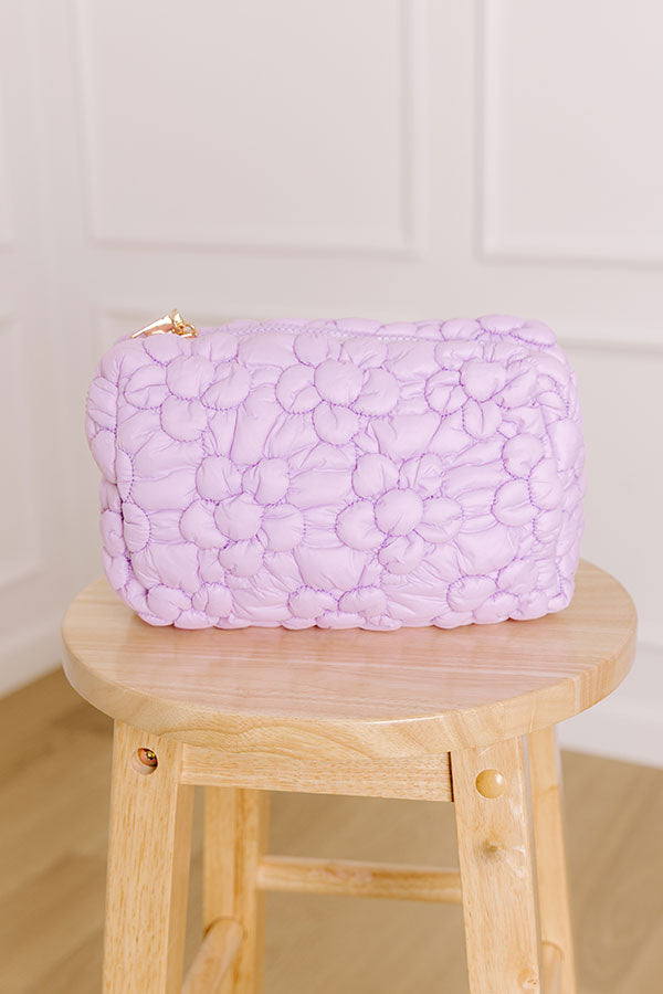 The Flora Puffer Cosmetic Bag in Dusty Purple Image 1
