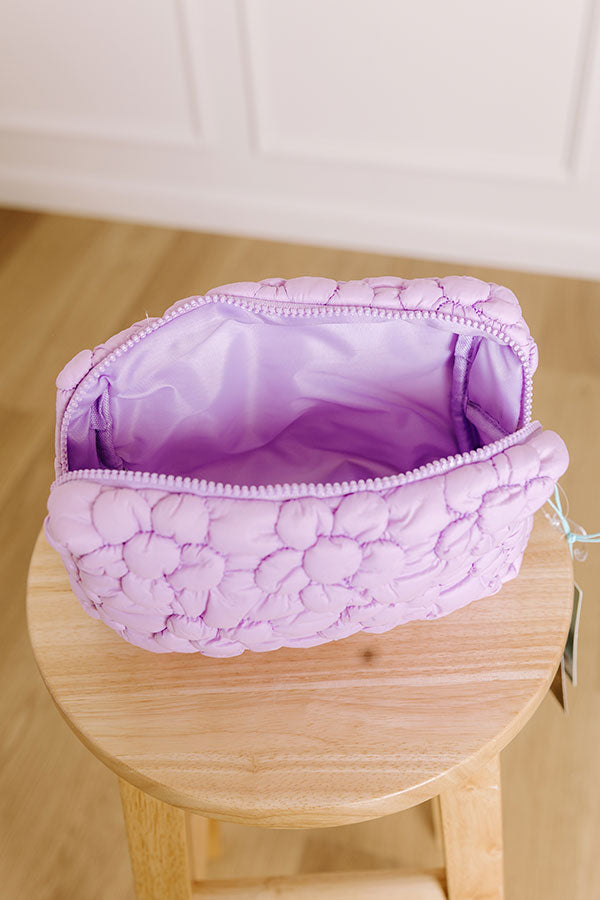 The Flora Puffer Cosmetic Bag in Dusty Purple Image 2