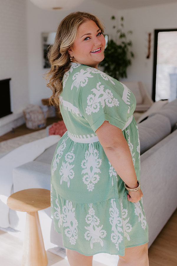 Resort Chic Mini Dress in Green Curves Image - 2