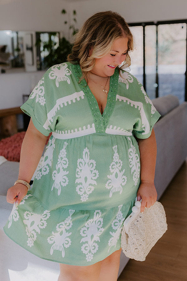 Resort Chic Mini Dress in Green Curves Image - 1