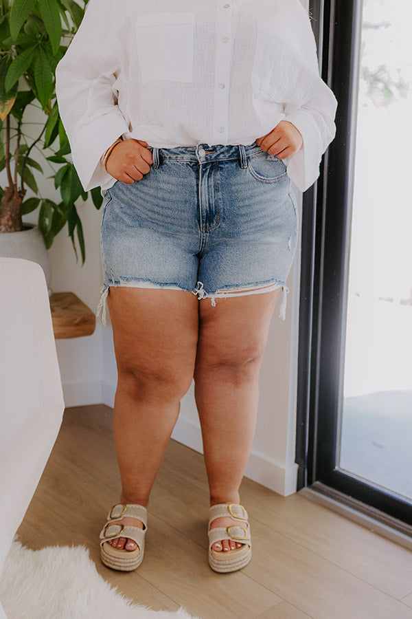JUDY BLUE Maeve High Waist Distressed Shorts Curves Image - 2