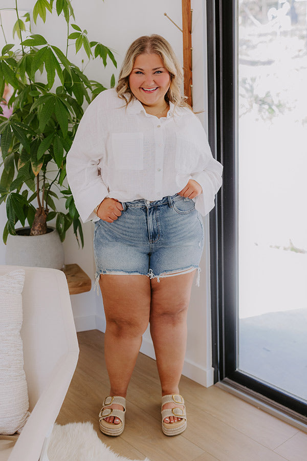 JUDY BLUE Maeve High Waist Distressed Shorts Curves