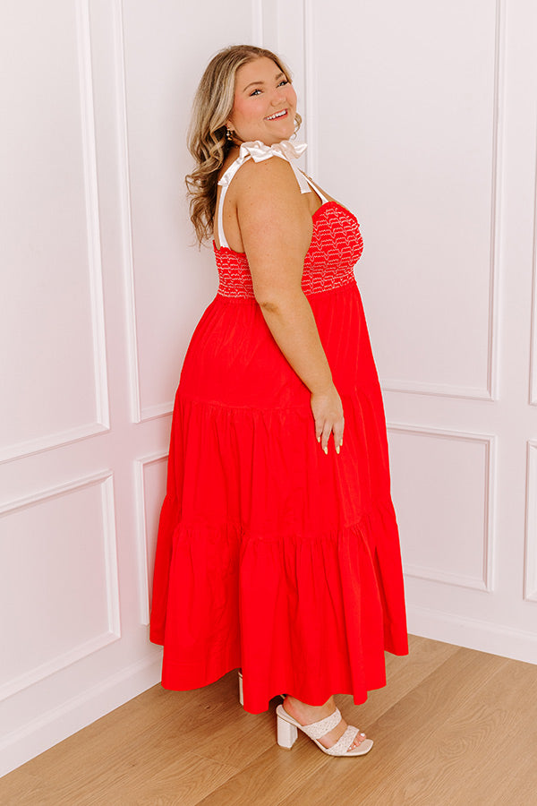 Favorite Love Story Smocked Midi in Red Curves Image 4