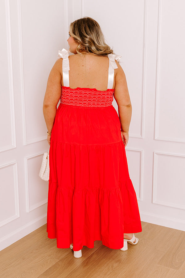 Favorite Love Story Smocked Midi in Red Curves Image 5