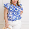 Inspiring Sights Floral Top in Royal Blue Curves Image 1