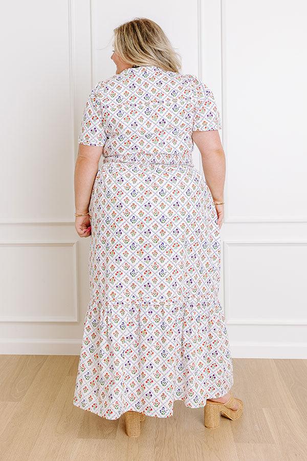 Brunch Babe Floral Maxi Dress in White Curves Image 3