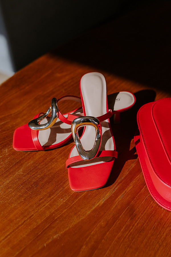 The Stella Faux Leather Heel in Red Image - 1