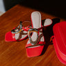 The Stella Faux Leather Heel in Red Image - 1