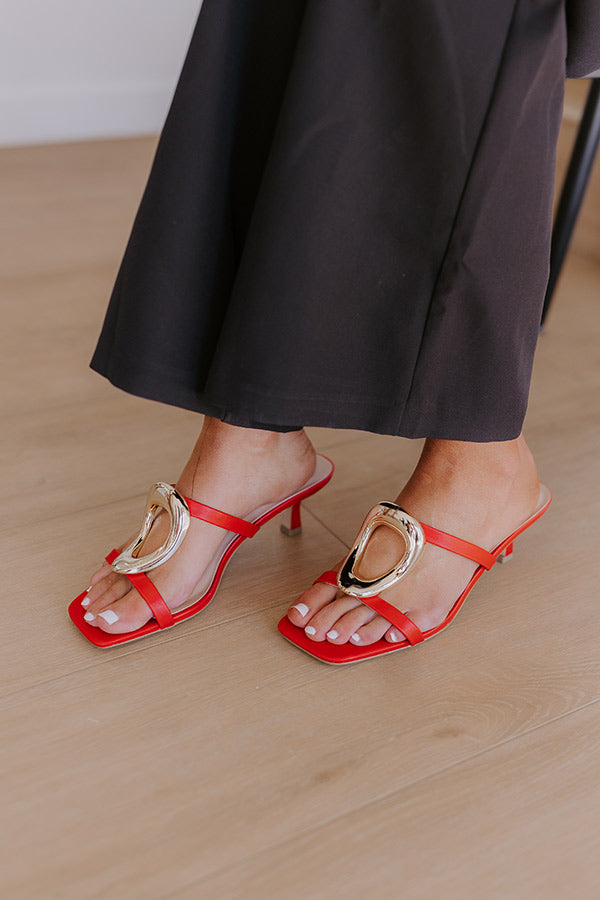 The Stella Faux Leather Heel in Red Image - 2