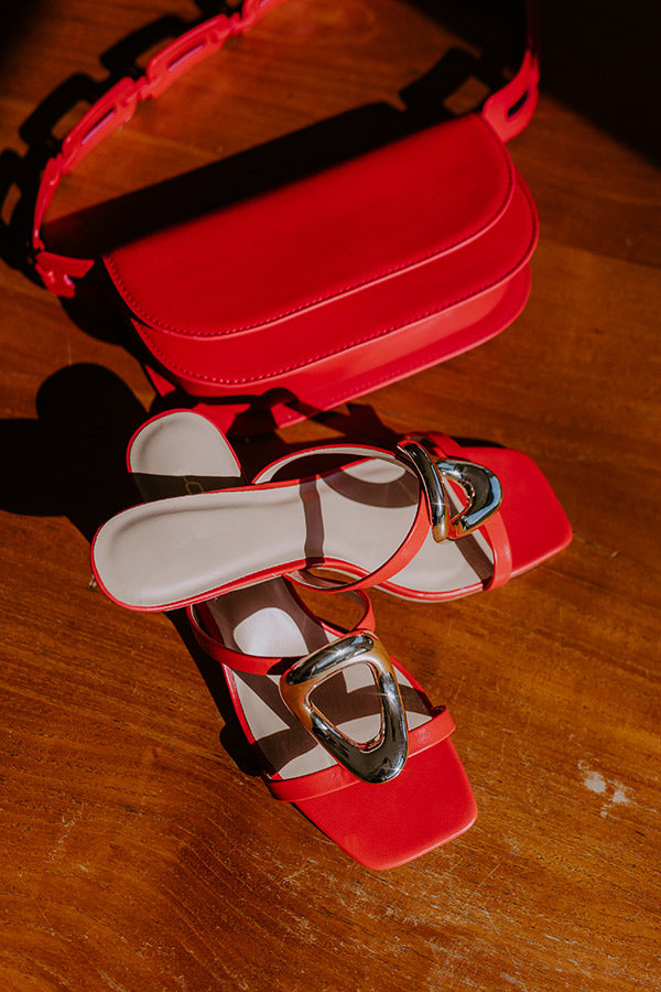 The Stella Faux Leather Heel in Red Image - 5