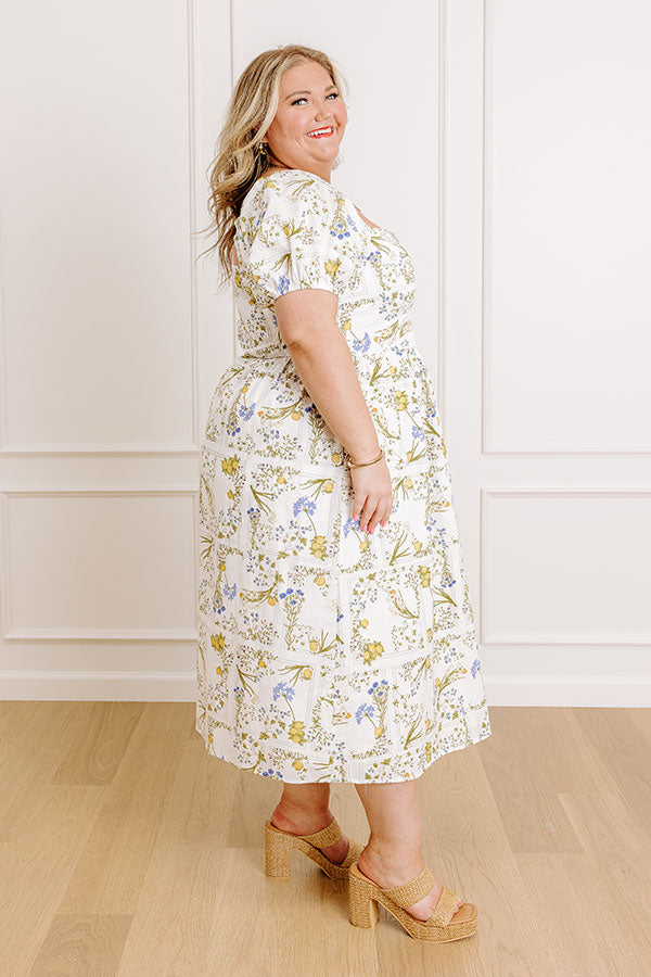 Simply Unforgettable Floral Midi Dress in White Curves Image 2