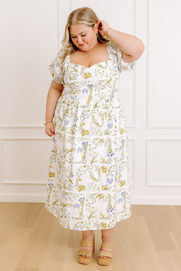 Simply Unforgettable Floral Midi Dress in White Curves Image 4