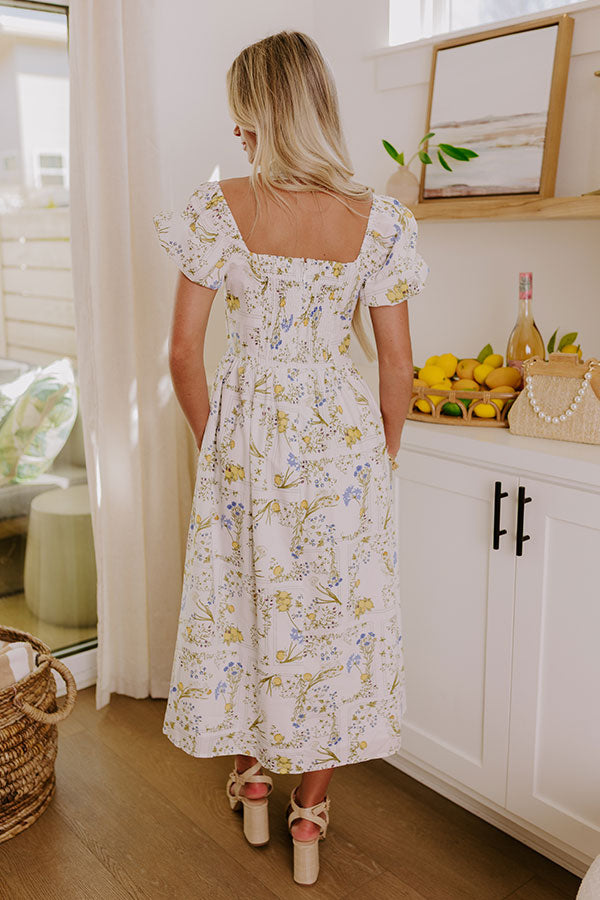 Simply Unforgettable Floral Midi Dress in White Image - 4