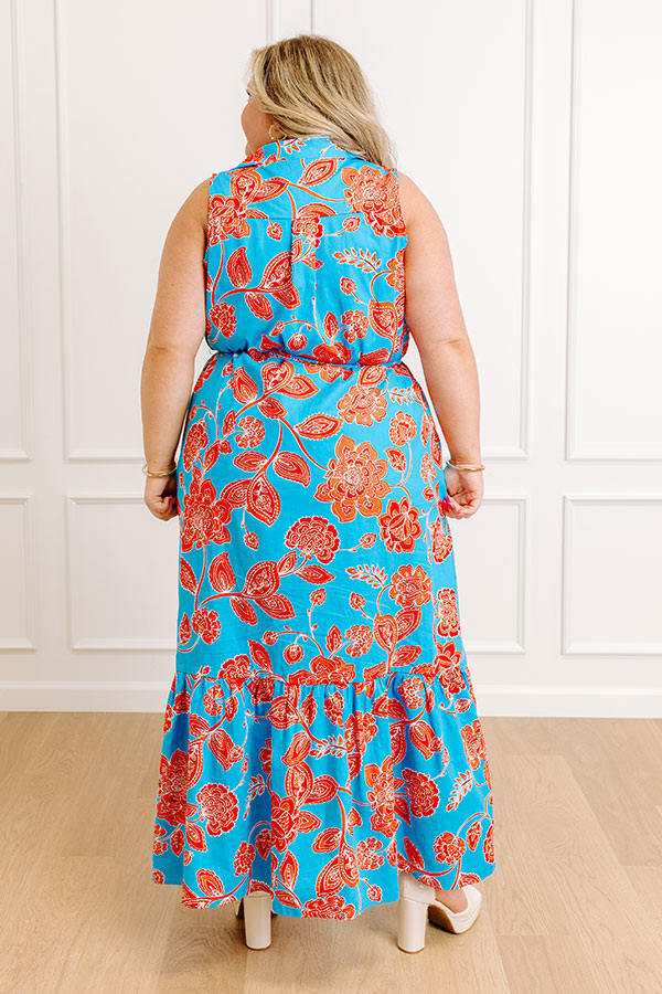 Boardwalk Stroll Floral Maxi Dress in Blue Curves Image 4
