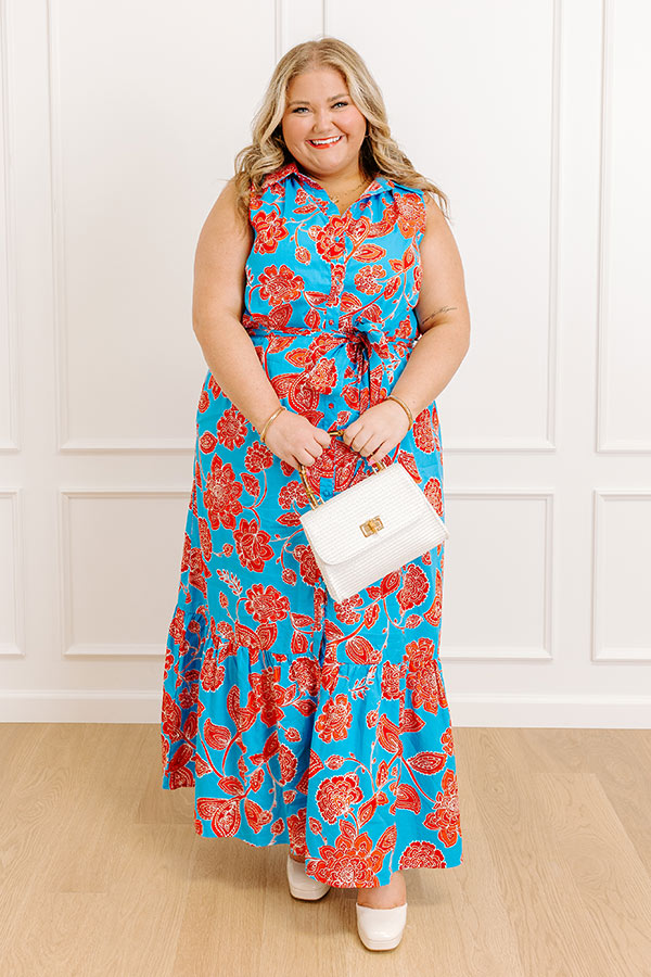Boardwalk Stroll Floral Maxi Dress in Blue Curves Image 1