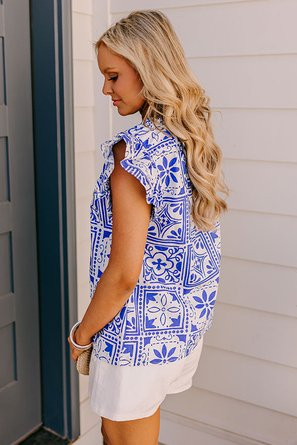 Inspiring Sights Floral Top In Royal Blue Image - 3