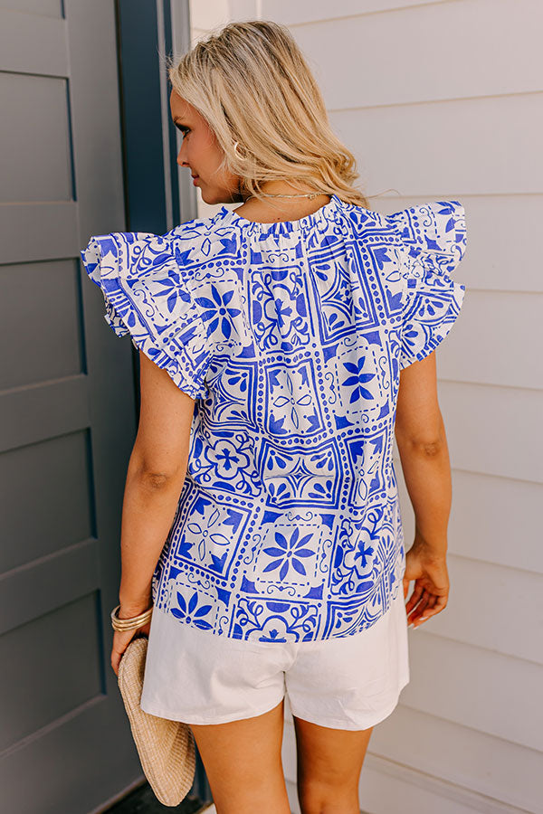 Inspiring Sights Floral Top In Royal Blue Image - 4