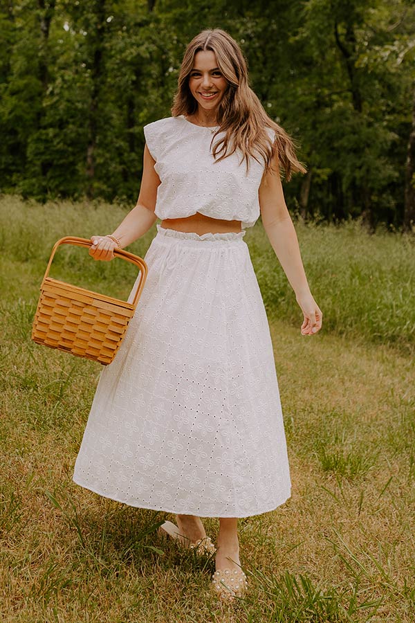 Toes In The Sand High Waist Eyelet Midi Skirt Image - 1