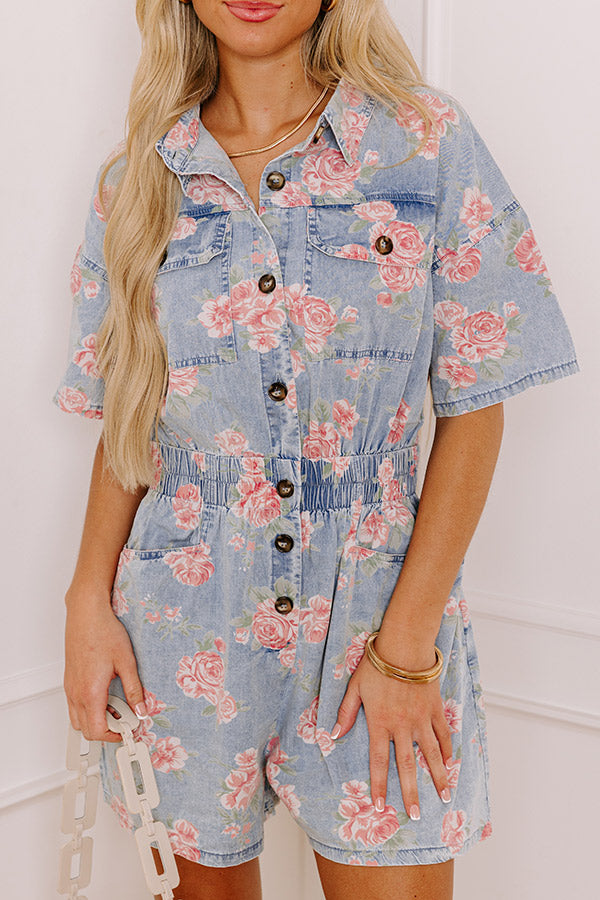 Garden Picnic Chambray Floral Romper Image - 3