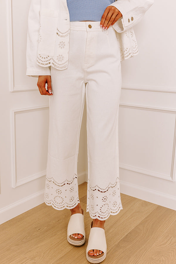 The Clara High Waist Wide Leg Eyelet Jean in White Image - 5