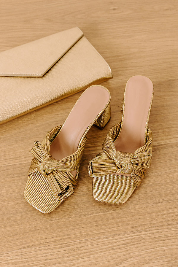 The Hallie Pleated Metallic Heel in Gold