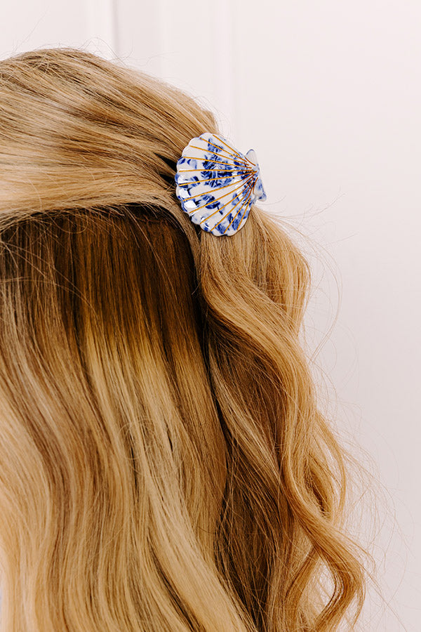 Collecting Seashells Hair Claw Clip in Blue Image - 1
