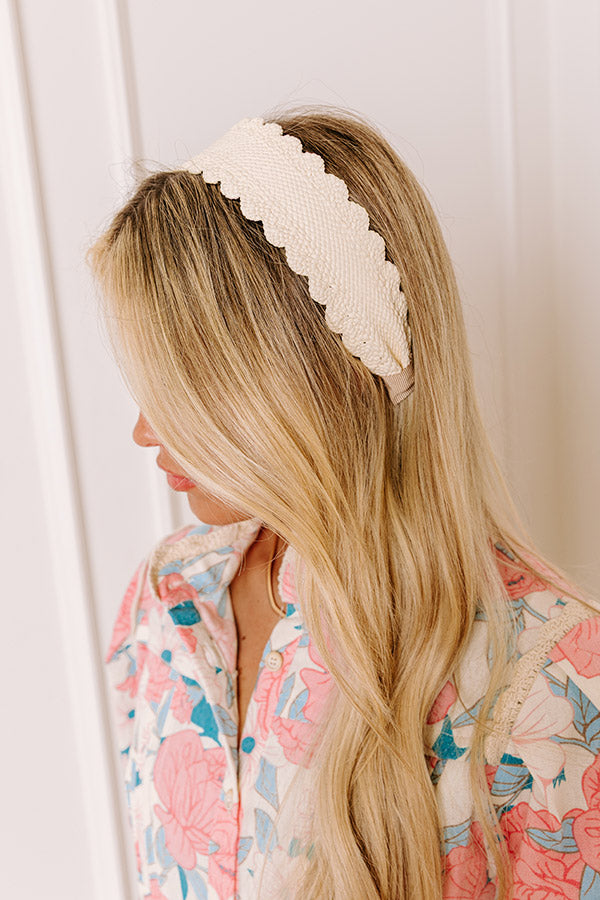 Social Club Woven Headband in Cream