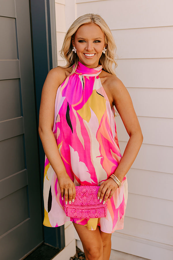 Cocktails After Chit Chat Mini Dress in Hot Pink Image 4