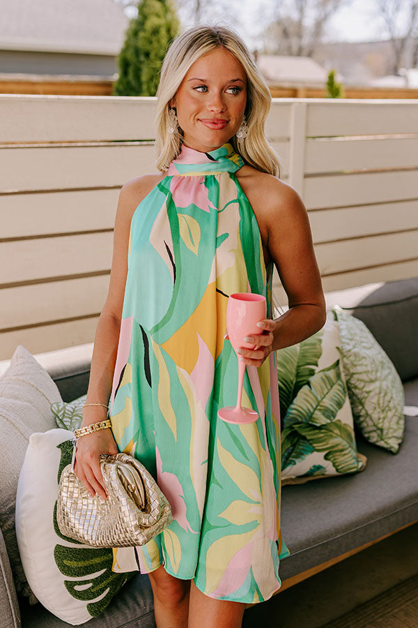 Cocktails After Chit Chat Mini Dress in Green Image 4