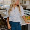 French Riviera Floral Shift Top in Sky Blue Image - 1