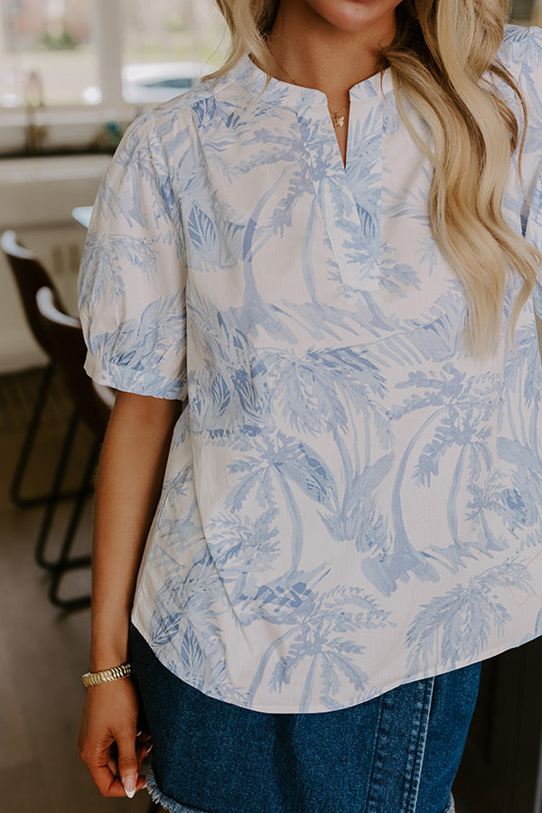 French Riviera Floral Shift Top in Sky Blue Image - 5