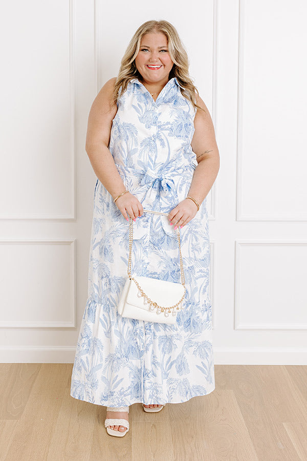 Boardwalk Stroll Floral Maxi Dress in Sky Blue Curves Image 1