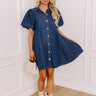 Dreamy Days Denim Mini Dress in Dark Wash Image - 1