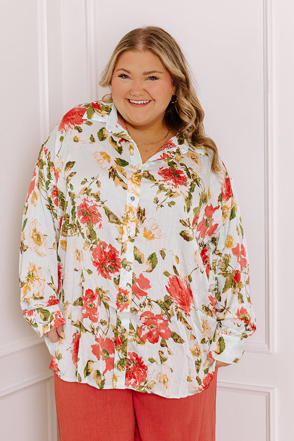 Serene Gardens Floral Button Up in Limpet Shell Curves Image - 5