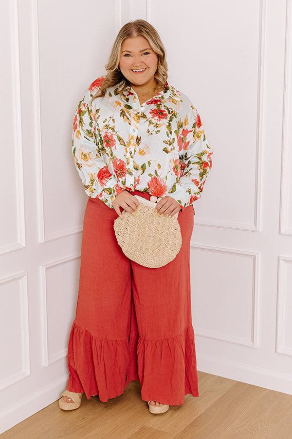 Serene Gardens Floral Button Up in Limpet Shell Curves Image - 2