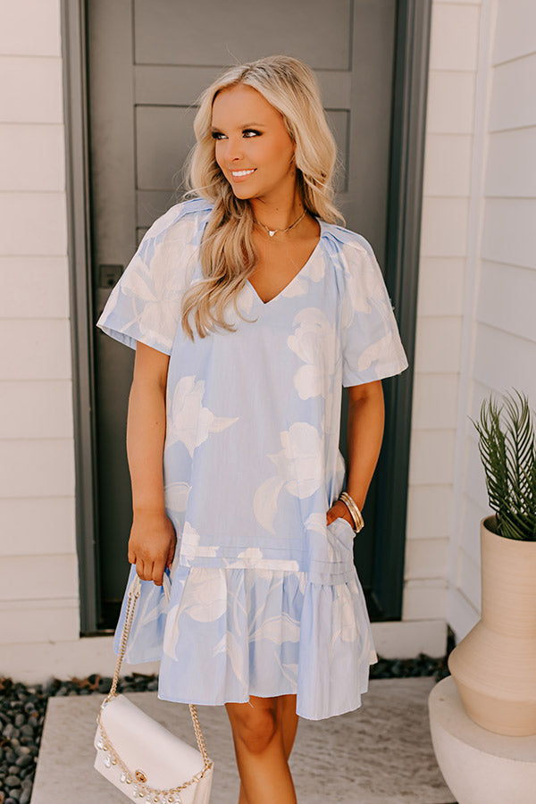 Serene Moment Floral Mini Dress in Sky Blue Image - 2