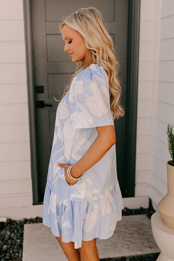 Serene Moment Floral Mini Dress in Sky Blue Image - 3