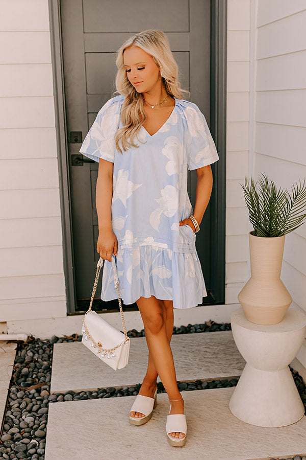 Serene Moment Floral Mini Dress in Sky Blue Image - 1