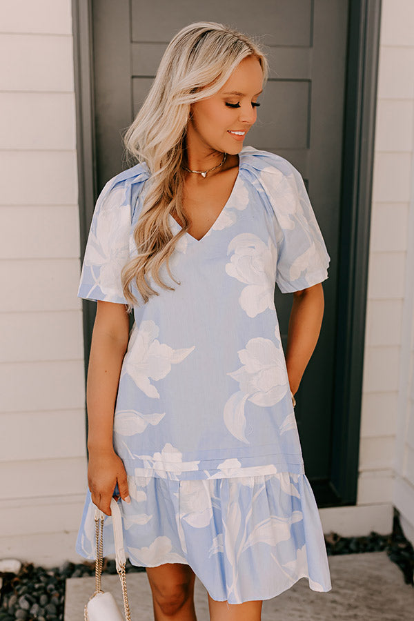 Serene Moment Floral Mini Dress in Sky Blue Image - 4