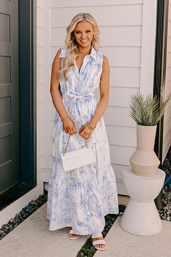 Boardwalk Stroll Floral Maxi Dress in Sky Blue Image - 1