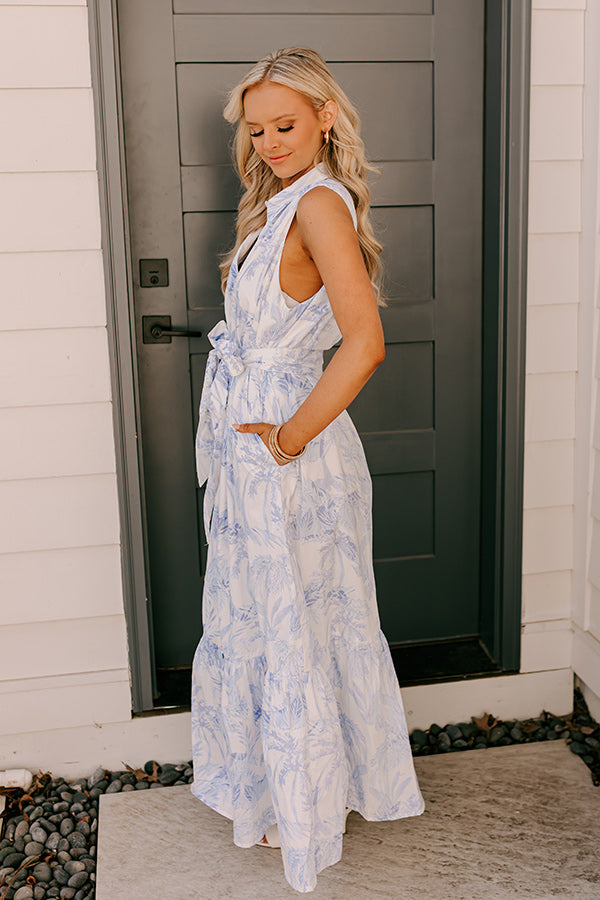 Boardwalk Stroll Floral Maxi Dress in Sky Blue Image - 4