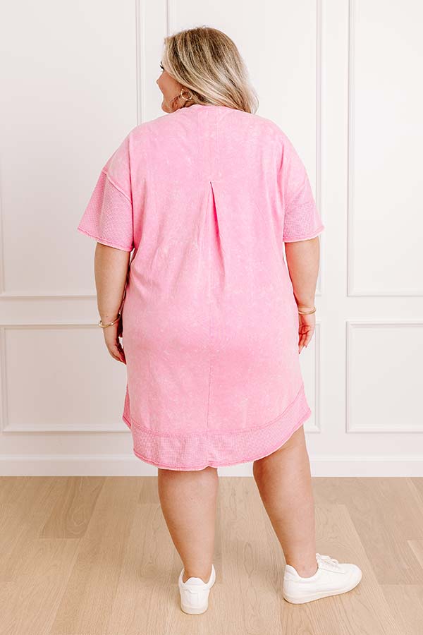 Block Party Ready Vintage Wash T-Shirt Mini Dress in Pink Curves Image 4
