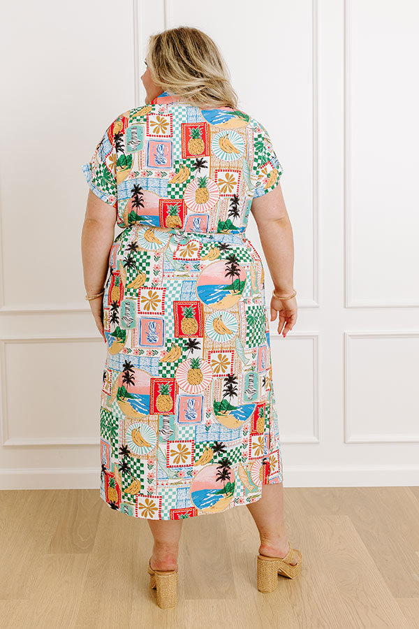 Paradise On The Mind Button Down Midi Dress Curves Image 4