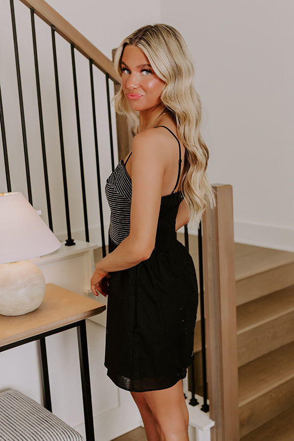 Miami Happy Hour Linen-Blend Mini Dress in Black Image 3