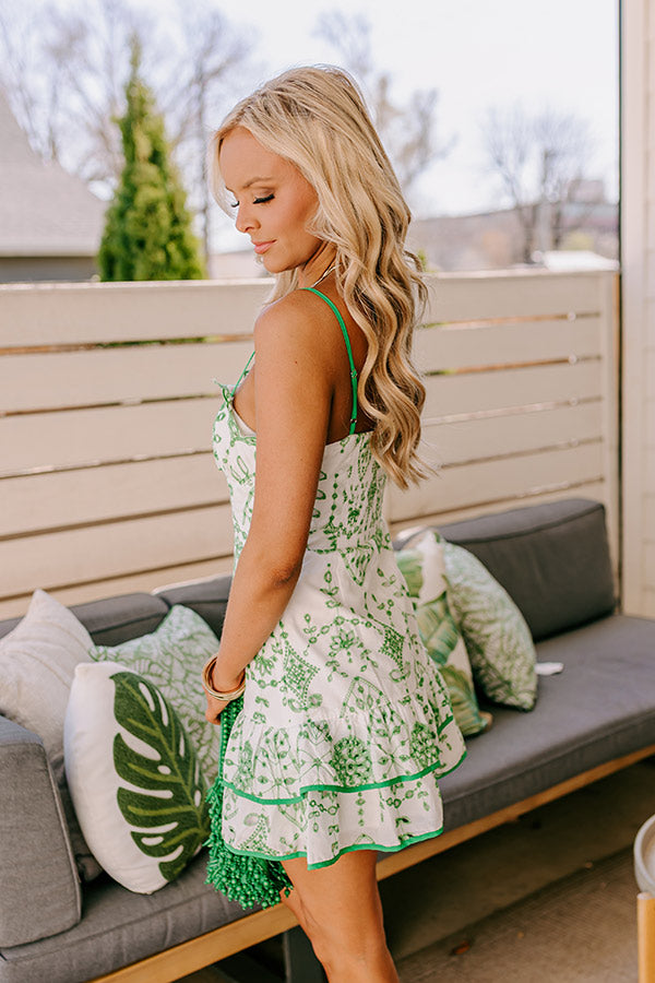 Vacay Villa Eyelet Mini Dress in Green Image 5